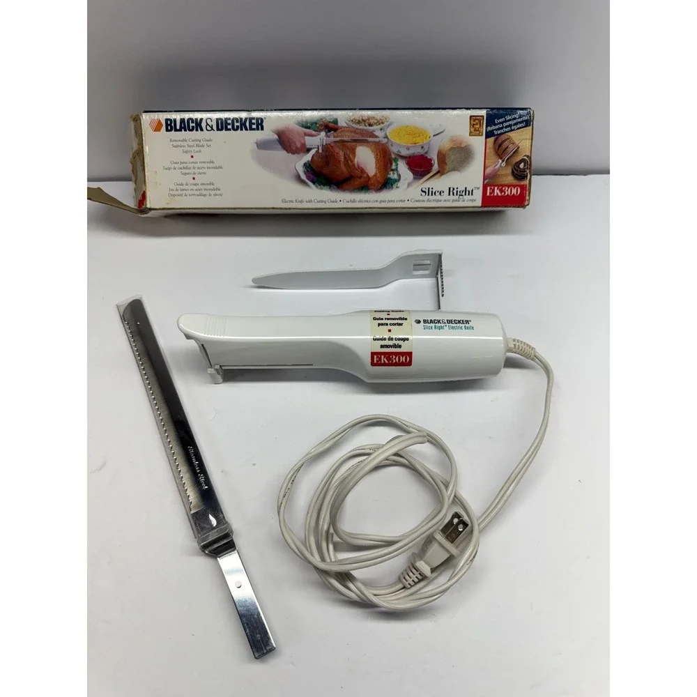 Black & Decker Slice Right Electric Knife White EK300 with Cutting Guide